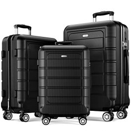 SHOWKOO Juego de Maletas de Viaje 3 Piezas Rígidas ABS+PC Ampliable Set Maleta Trolley Cabina Ligero Duradero con 4 Ruedas Dobles Giratorias y Cierre TSA (M L XL- Negro)