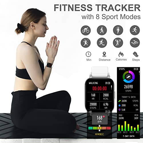 Reloj Inteligente Mujer 1.7" Smartwatch Mujer con Llamadas, Smart Watch con Pulsómetro Monitor de Sueño, Pulsera de Actividad Impermeable IP67 con Podómetro Reloj Deportivo para iOS Android 3 Correas - Imagen 5