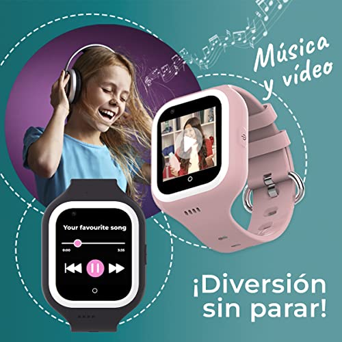SaveFamily Iconic Plus 4G. Reloj Inteligente niño. Videollamada, Vídeo, Identifica Llamadas, Música, Bluetooth, App Store, Whatsapp. Reloj GPS niños, Cámara, SOS, Waterproof. Smartwatch niños Negro. - Imagen 4