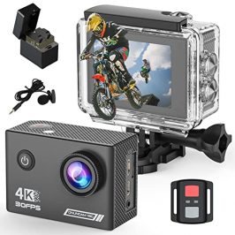 Yolansin 4k / 30fps Videocámara de Acción Deportiva, Subacuática, 20MP WiFi, 131ft / 40m, EIS a Prueba de Agua, Gran Angular de 170 °con Control Remoto de 2.4G, con 2 Baterías