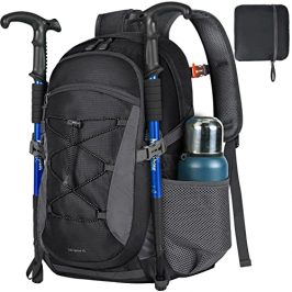 RAINSMORE Mochila Senderismo 40 Litros Mochila Plegable Impermeable Mochila de Viaje para Hombre Mujer Ligera Mochilas de Marcha para Camping Excursiones Acampadas Montaña al aire libre, Negra