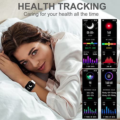 Reloj Inteligente Mujer 1.7" Smartwatch Mujer con Llamadas, Smart Watch con Pulsómetro Monitor de Sueño, Pulsera de Actividad Impermeable IP67 con Podómetro Reloj Deportivo para iOS Android 3 Correas - Imagen 3
