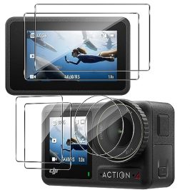 Yenwen Protector de Pantalla para DJI Osmo Action 4, 6 Piezas Cristal Templado, 9H Dureza Ultra Resistente Vidrio Templado