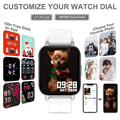 Reloj Inteligente Mujer 1.7" Smartwatch Mujer con Llamadas, Smart Watch con Pulsómetro Monitor de Sueño, Pulsera de Actividad Impermeable IP67 con Podómetro Reloj Deportivo para iOS Android 3 Correas - Imagen 4