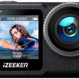 iZEEKER iA400 Cámara Deportiva 4K 20MP WiFi 40M Cámara Subacuática Impermeable Ultra HD Pantalla Dual Almacenamiento Incorporado de 64GB Batería de 1600mAh con Pantalla Táctil, EIS, Transmisión 5G