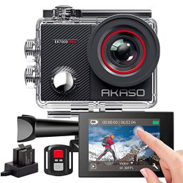 AKASO EK7000 Pro Cámara Deportiva 4K WiFi 20MP, Cámara Sumergible Acuática 40M Impermeable, Cámara de Acción EIS con Control Remoto Ángulo Ajustable Multi Accesorios para Deporte Buceo Ciclismo Surf