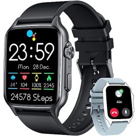 Reloj Inteligente Hombre Smartwatch Fitness: 2.0"Smart Watch con Bluetooth Llamadas y Whatsapp Impermeable Podómetro Pulsometro Oxigeno Presion Arterial Pulsera Actividad Deportivo para Android iOS