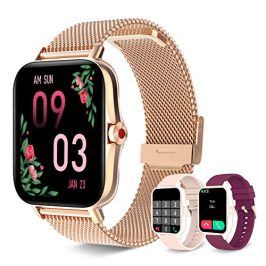 Iaret Reloj Inteligente Mujer con Llamadas,1,69" Smartwatch Mujer para Android iPhone 3 Correas, Pulsera Actividad Presión Arterial Ritmo Cardíaco Oxígeno Sanguíneo Seguimiento Menstrual Monitor Sueño