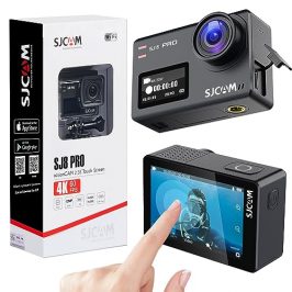 SJCAM SJ8Pro 4K60fps Cámara de acción, WiFi/Mando a Distancia/Pantalla Táctil Cámara Deportiva 170° FOV, 8X Zoom, 6-aixs Estabilización,40M Cámara Subacuática con Tarjeta SD de 32G y Kit de Casco