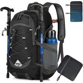 IGOLUMON 40L Mochila de Senderismo para Hombre Mujer Ultraligera Plegable Mochilas de Marcha Impermeable Macuto de Viaje para Senderismo, Camping, Bicicleta, Deportes al Aire Libre, Negra