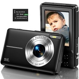 Cámara de Fotos, 1080P Cámara Digital 44MP Cámara Digital Compacta Camara Fotos Digital Recargable de 2,4 Pulgadas con Zoom Digital de 16x y 2 Pilas para Niños, Niñas y Principiantes-Negro