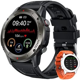 Smartwatch Reloj Inteligente Hombre con Llamadas: Impermeable Smart Watch Deportivo Podometro Pulsometro Presion Arterial Pulsera Actividad 1.42 Pulgada Reloj Digital Hombre para iPhone Android