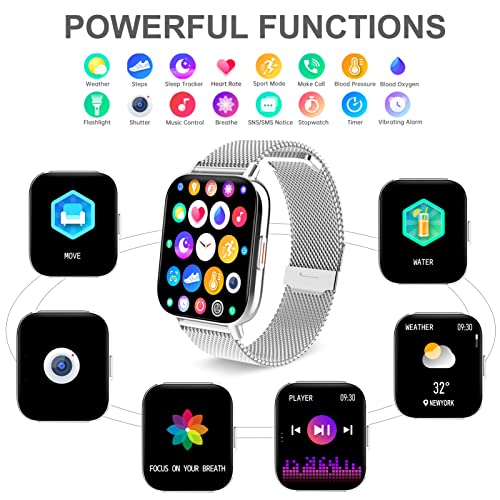 Reloj Inteligente Mujer 1.7" Smartwatch Mujer con Llamadas, Smart Watch con Pulsómetro Monitor de Sueño, Pulsera de Actividad Impermeable IP67 con Podómetro Reloj Deportivo para iOS Android 3 Correas - Imagen 6