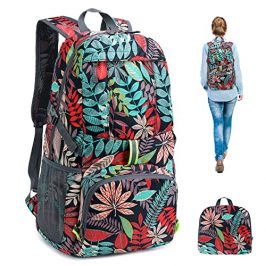 Luckits Mochila plegable 35 litros, ultraligera plegable para hombres y mujeres resistente al agua senderismo diseño reflectante seguro mochila para caminar para acampar senderismo viajes ciclismo