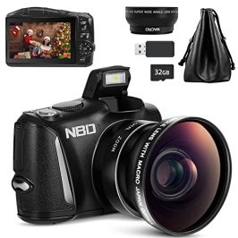 NBD Cámara compacta 4K de 48 MP con Enfoque automático con Lente Gran Angular, Zoom Digital 16X, Pantalla de 3,0 Pulgadas, Tarjeta SD de 32 GB, para Principiantes de fotografía