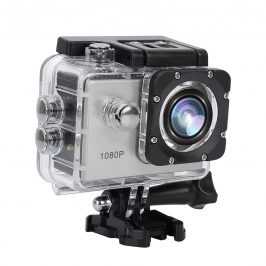 Cámara Deportiva 1080P, videocámara de acción Gran Angular de 30 m Impermeable a 140 ° con Pantalla TFT LCD de 2 Pulgadas, función de Toma única y Captura de instantáneas(Plata)