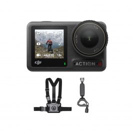 DJI Pack de Motociclismo y Mountain Bike Osmo Action 4 - Vídeos 4K/120 fps Campo de visión inmersivo de 155º, Cuerpo de la cámara con un Sensor de 1/1.3 Pulgadas, con Soporte pa