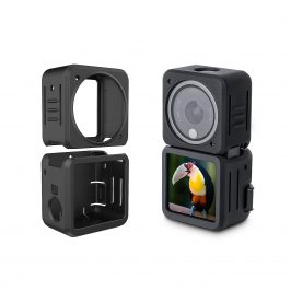 MotuTech - Carcasa de silicona divisada para DJI Action 2 (protección anticaída antirayas), color negro