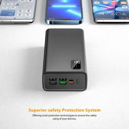 Batería Externa 50000+QC 3.0 22.5w y PD20W USB C Carga rápida Portátil Cargador, 5 Output y 2 Input Power Bank Adecuado para Teléfonos móviles, Auriculares Samsung, etc. (Negro)