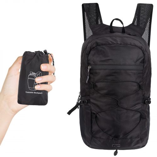 TSLBW Mochila Plegable Ultraligera, Mochila de Senderismo Impermeable con Bolsa de Almacenamiento Mochila de día Multifuncional para Deportes al aire libre viajes Senderismo Camping Ciclismo (Negro)