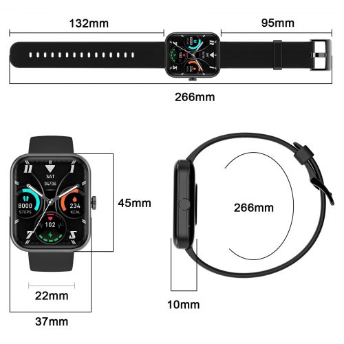 Blackview Reloj Inteligente Hombre Mujer - Llamada Bluetooth, Pantalla Grande 1,83 Pulgada/Oxímetro (SpO2) Pulsómetro/100 Modos Deportivos, Calculadora, Smartwatch Fashion para Hombre (2 Correas) - Imagen 2