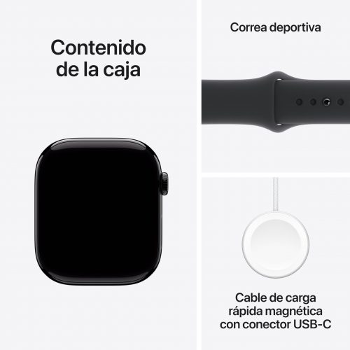 Apple Watch Series 10 [GPS, 46mm] - Caja de Aluminio Negro Brillante con Correa Deportiva Negro, M/L (Reacondicionado) - Imagen 2