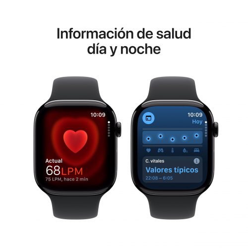 Apple Watch Series 10 [GPS, 46mm] - Caja de Aluminio Negro Brillante con Correa Deportiva Negro, M/L (Reacondicionado) - Imagen 3