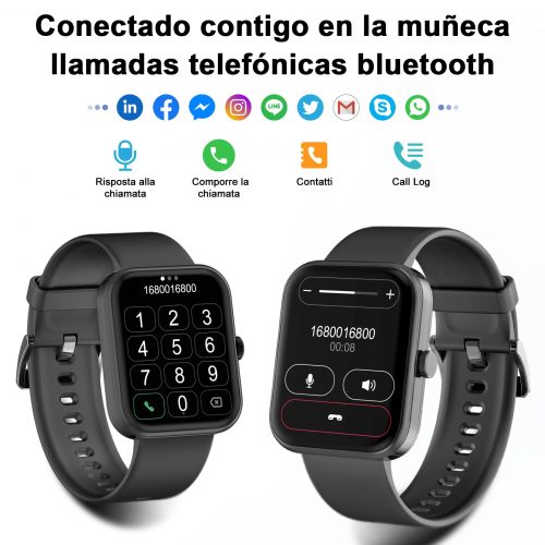 Blackview Reloj Inteligente Hombre Mujer - Llamada Bluetooth, Pantalla Grande 1,83 Pulgada/Oxímetro (SpO2) Pulsómetro/100 Modos Deportivos, Calculadora, Smartwatch Fashion para Hombre (2 Correas) - Imagen 7