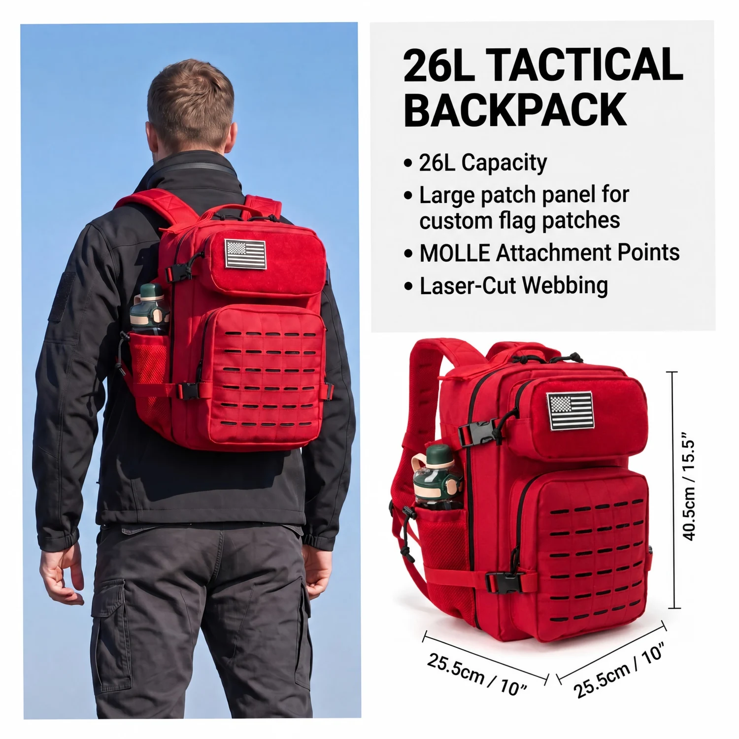 Tactical Backpack Unisex One Day Hiking Outdoor Sturdy Multifunctional Commuter Backpack Suitable For Daily Travel Campus Commute Work Camping Short Trips Wear Resistant Spacious Sleek Versatile Everyday Backpack Laptop Bag - Imagen 11