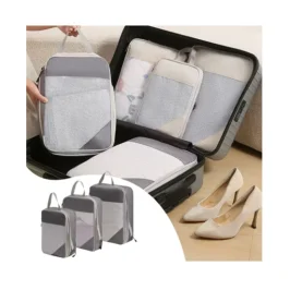 3pcs Travel Compression Bags Clothing Storage Bag Lightweight Travel Organizer Cubes Multifunctional Travel Essentials