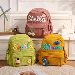 Custom Kids Backpack With Name, Personalized Backpacks Gift, Toddler Book Bag, Corduroy Backpack for Kids, Back to School Gifts