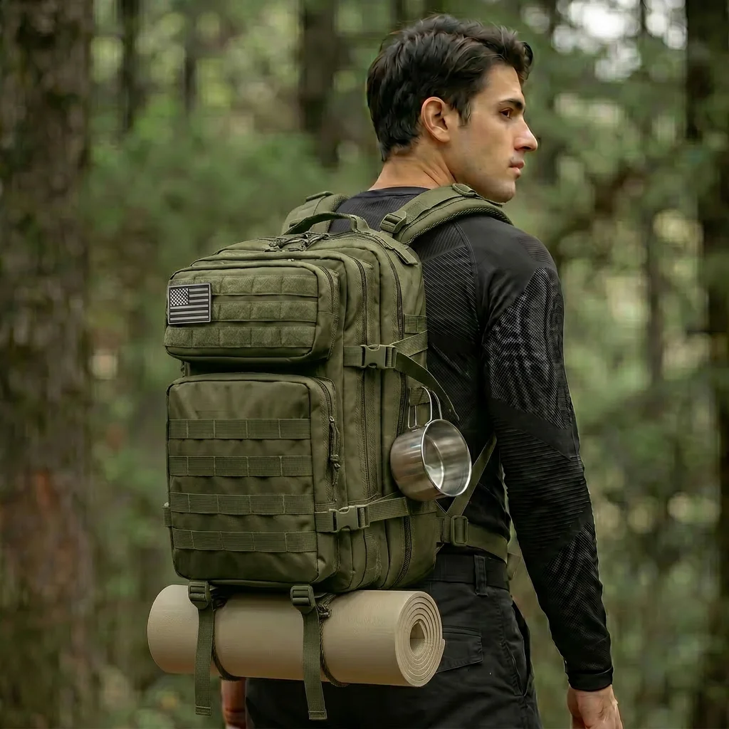 Tactical Backpack 45L Large Capacity Unisex 3 Day Trekking Survival Daypack Sturdy Multi Function Rucksack For Daily Commute College Work Camping Travel Spacious Sleek Everyday Use - Imagen 22