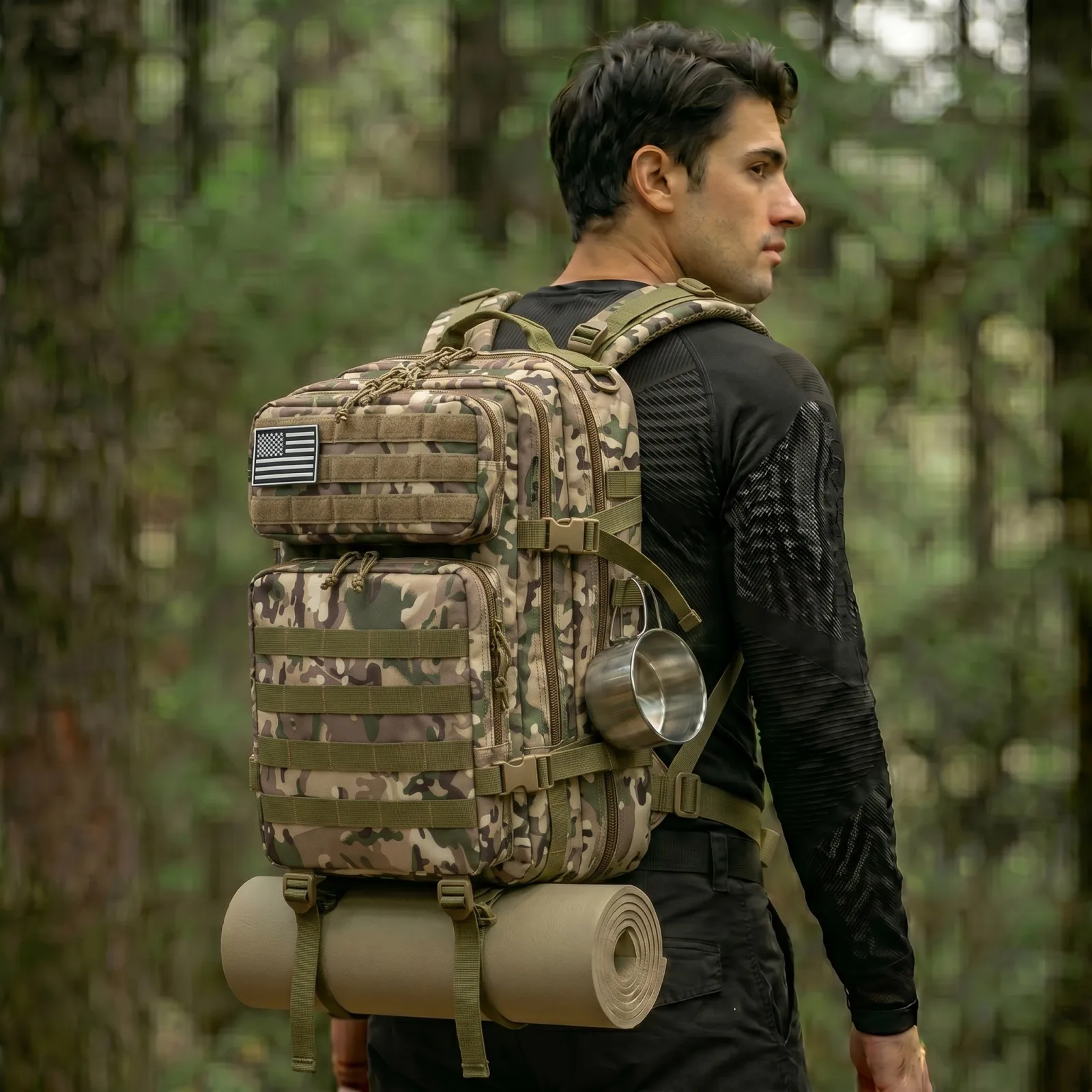 Tactical Backpack 45L Large Capacity Unisex 3 Day Trekking Survival Daypack Sturdy Multi Function Rucksack For Daily Commute College Work Camping Travel Spacious Sleek Everyday Use - Imagen 12