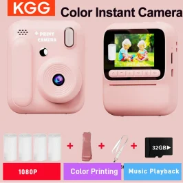 Color Printing Camera  Kids Instant Camera 32GB 1080P Thermal Print Digital Camera Print Photo Video Games Music Children Gift