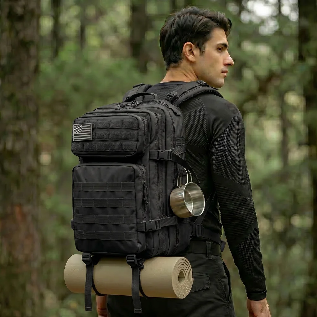 Tactical Backpack 45L Large Capacity Unisex 3 Day Trekking Survival Daypack Sturdy Multi Function Rucksack For Daily Commute College Work Camping Travel Spacious Sleek Everyday Use - Imagen 16