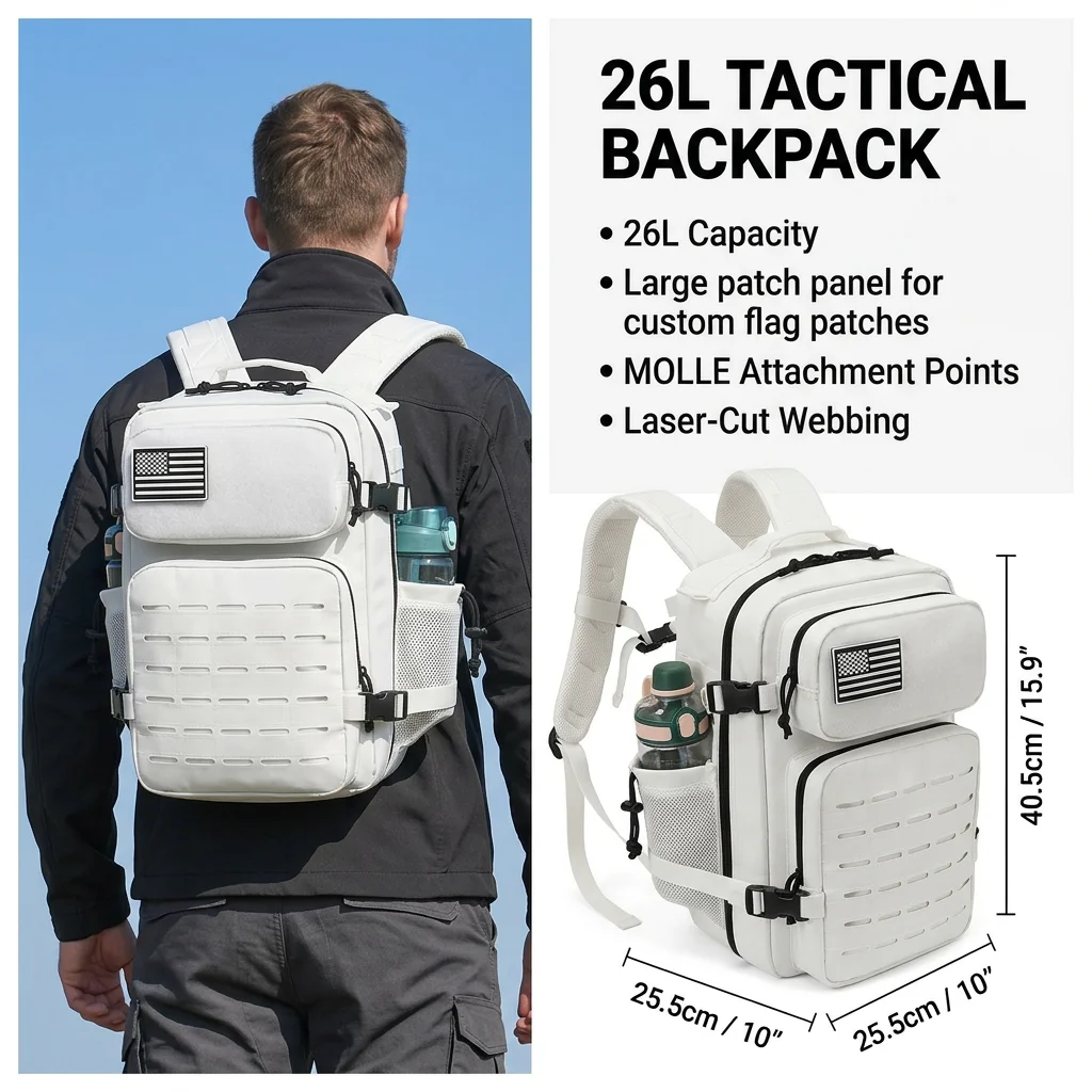 Tactical Backpack Unisex One Day Hiking Outdoor Sturdy Multifunctional Commuter Backpack Suitable For Daily Travel Campus Commute Work Camping Short Trips Wear Resistant Spacious Sleek Versatile Everyday Backpack Laptop Bag - Imagen 14