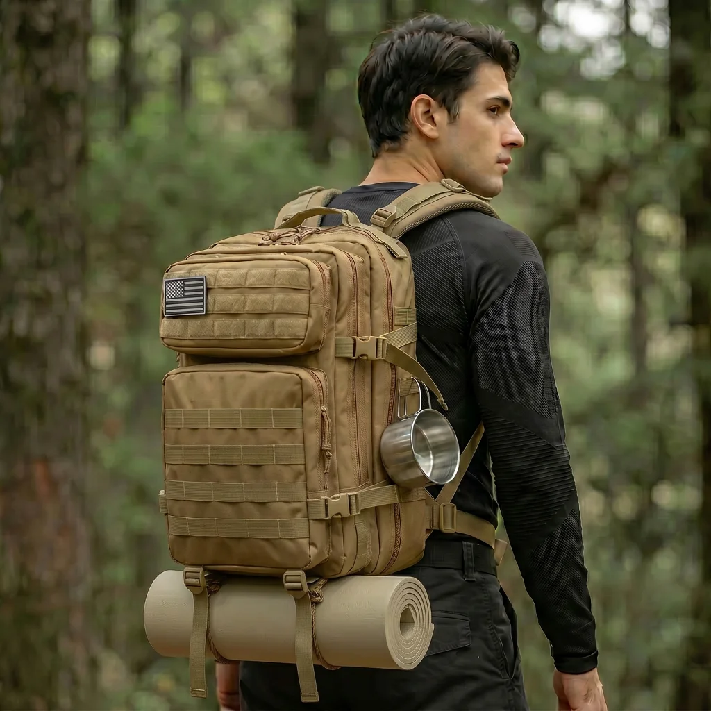 Tactical Backpack 45L Large Capacity Unisex 3 Day Trekking Survival Daypack Sturdy Multi Function Rucksack For Daily Commute College Work Camping Travel Spacious Sleek Everyday Use - Imagen 10