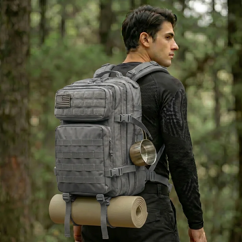 Tactical Backpack 45L Large Capacity Unisex 3 Day Trekking Survival Daypack Sturdy Multi Function Rucksack For Daily Commute College Work Camping Travel Spacious Sleek Everyday Use - Imagen 14